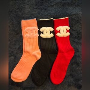 Stylish Sock Set - Pink, Black, Red